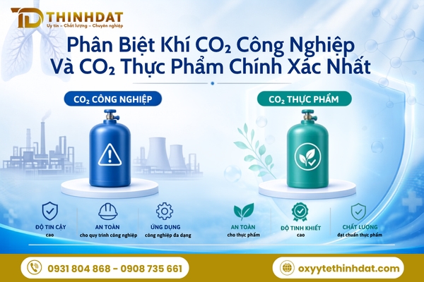 Phân biệt khí CO2 công nghiệp và khí CO2 thực phẩm chính xác nhất